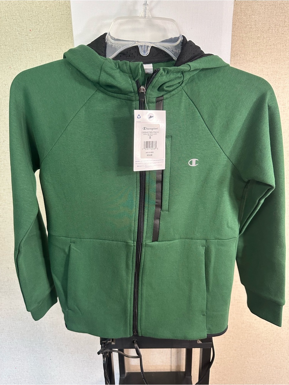 Champion Kids Green Full-Zip Hooded Sweatshirt